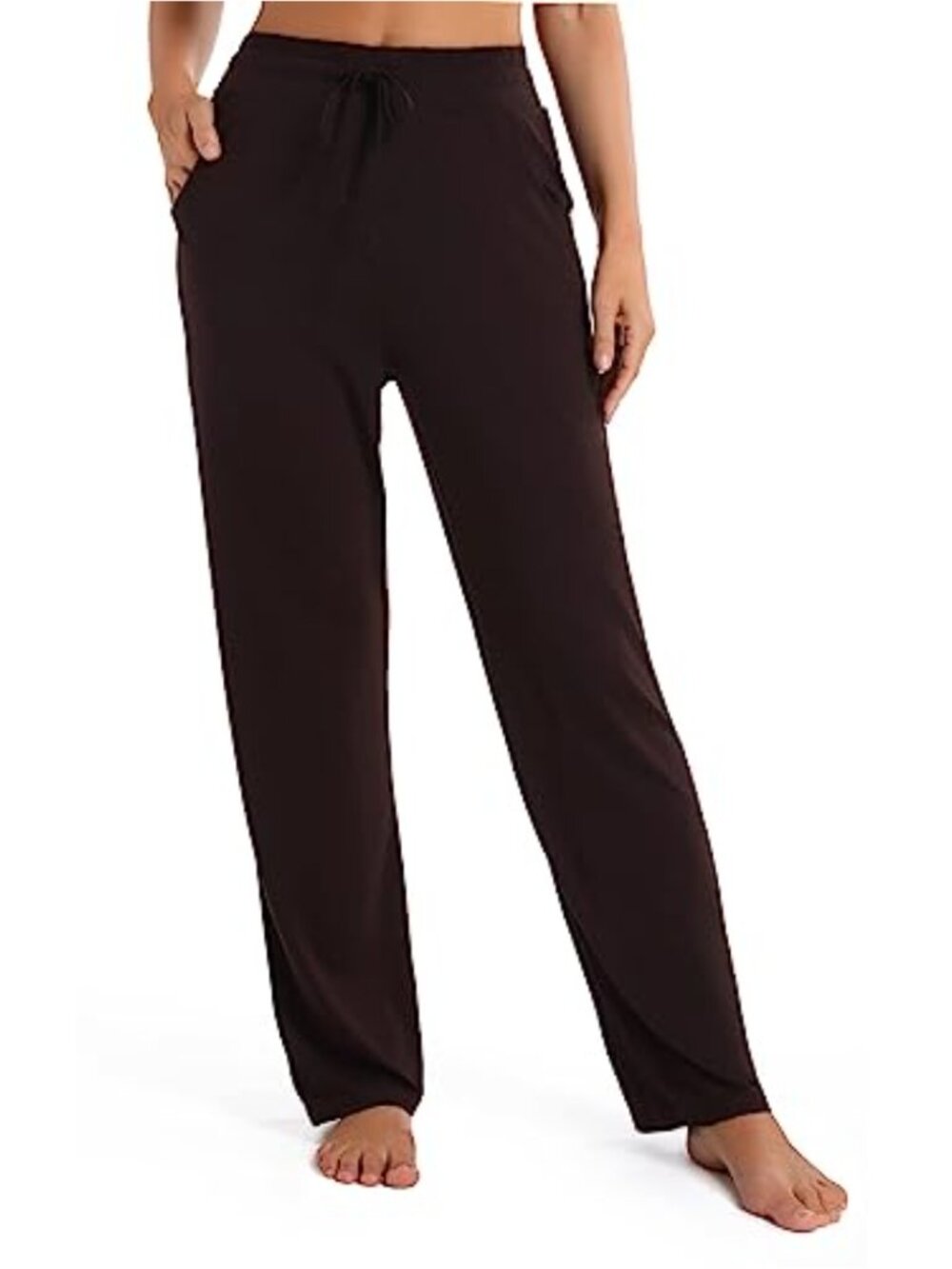 Women's Straight Leg High Waist Drawstring Pants with Pockets